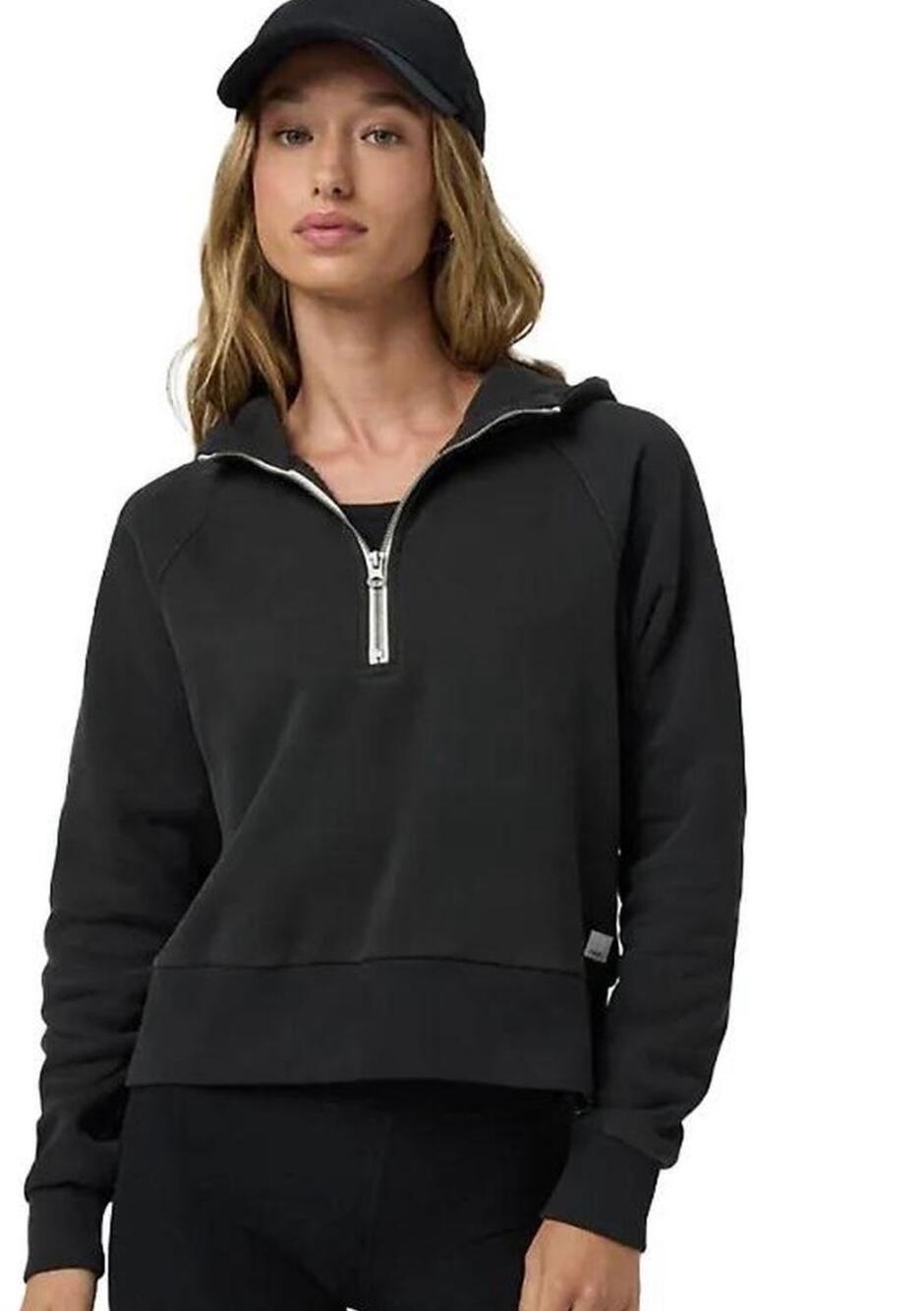 black Vuori Women's Restore Half Zip Hoodie 118$